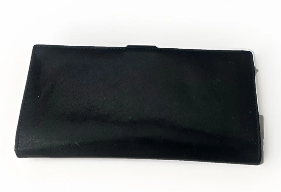 Vintage Genuine Leather Checkbook Wallet Organizer Black Hook & Loop Tab - Image 2 of 4