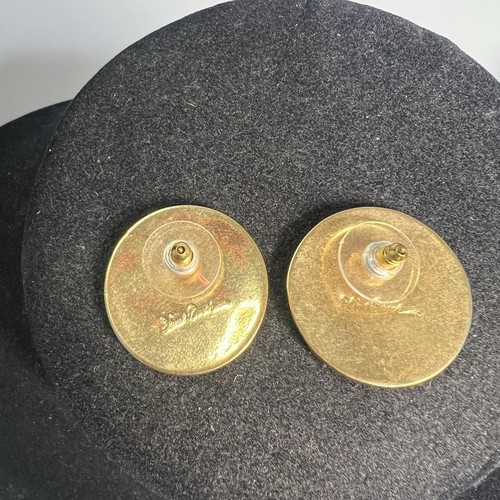 Vintage Laurel Burch CELESTIAL BIRDS Gold Tone Round Pierced Post Stud Earrings - Picture 3 of 3