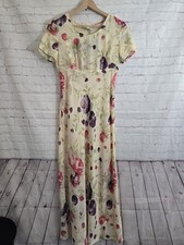 Vtg 90's Babydoll Grunge Floral Dress Sz M Cottagecore Prairie Butter Yellow