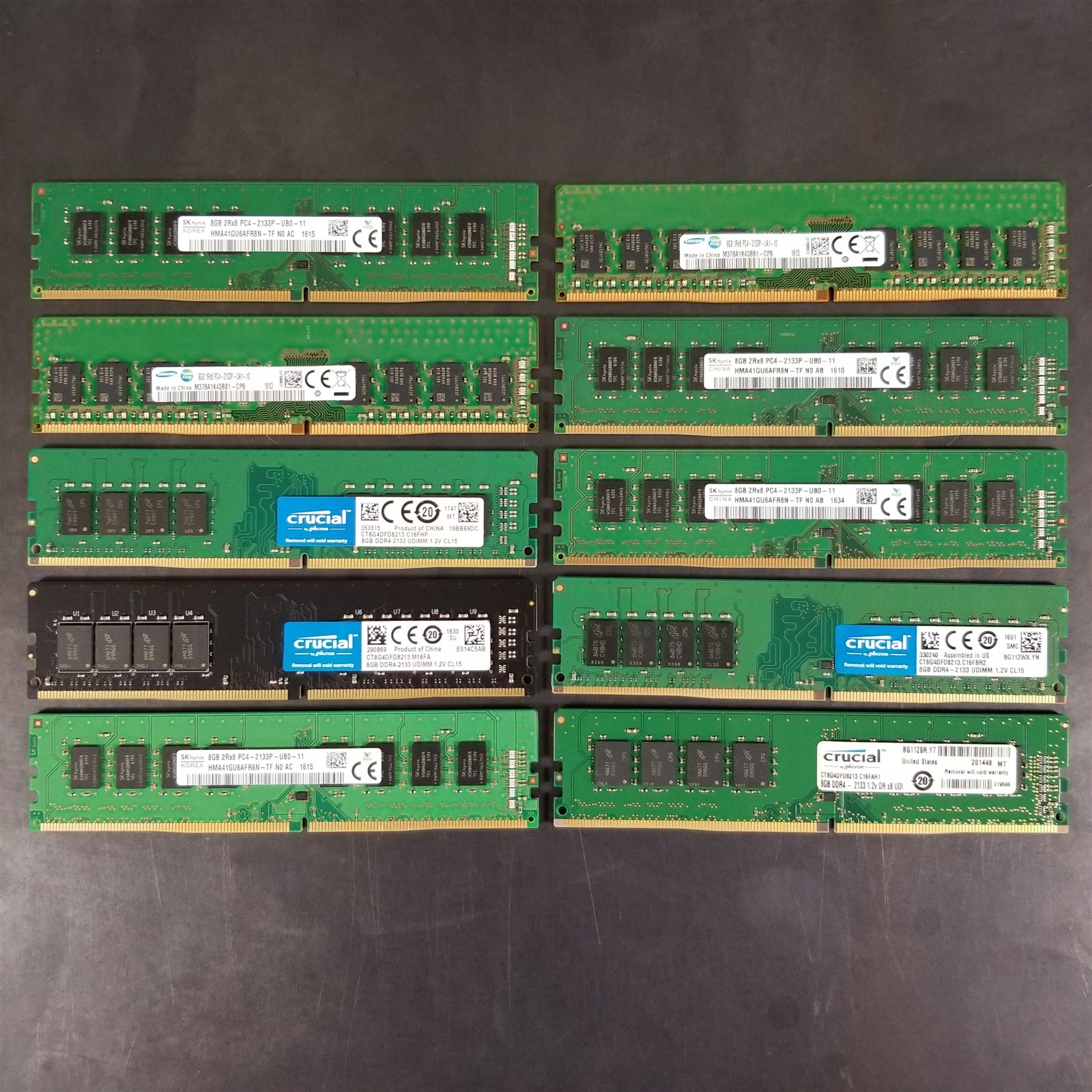 (Lot of 10) Mixed Major Brands 8GB PC4-2133 DDR4-17000 Desktop Memory RAM TESTED