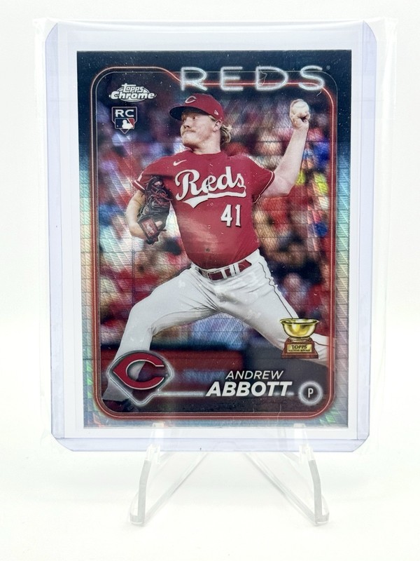 2024 Topps Chrome #154 - Andrew Abbott - Prism Refractor (RC) - Cincinnati Reds