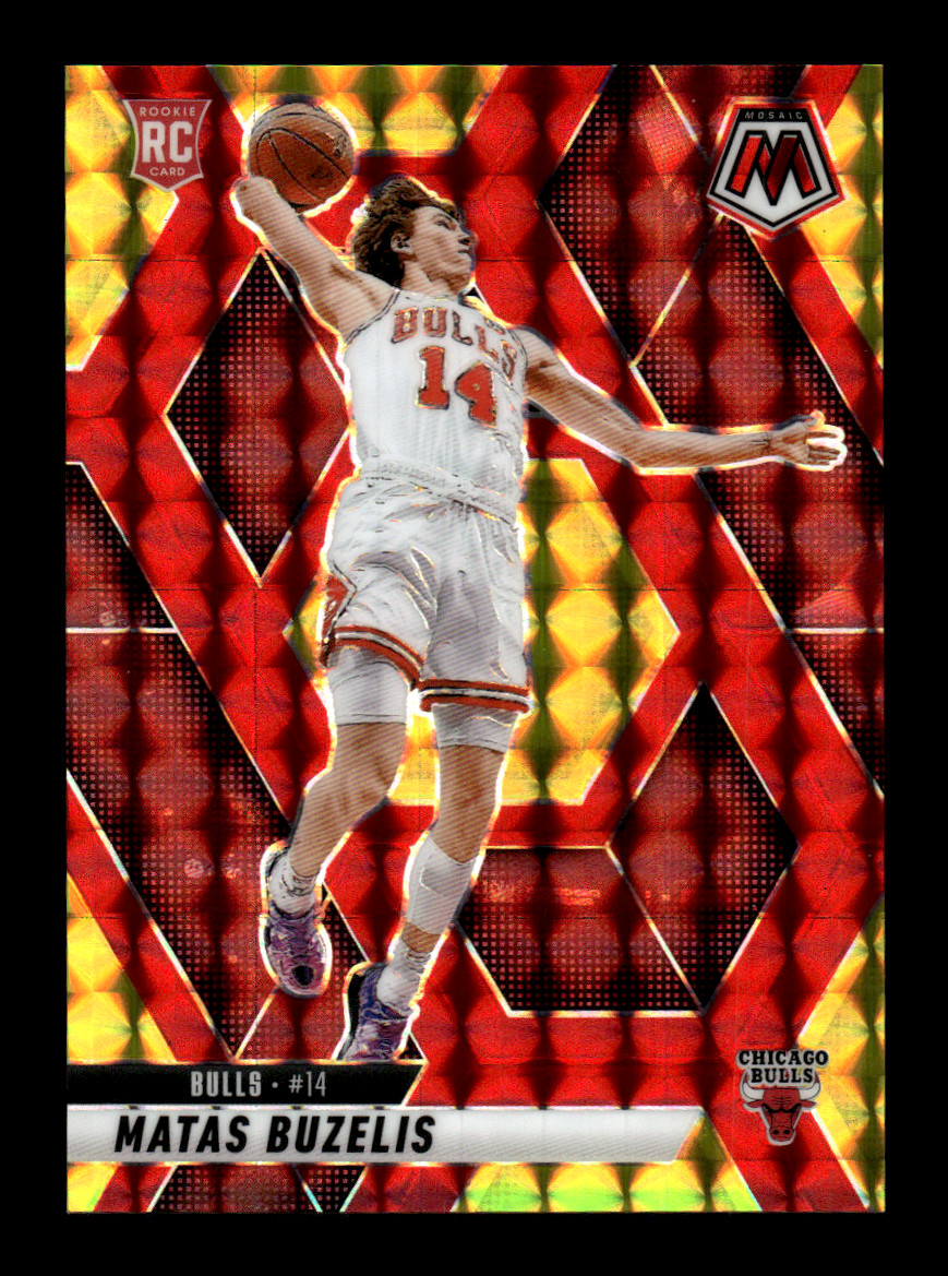 2024-25 Panini Mosaic Matas Buzelis #223 Rookie Choice Red/Yellow Fusion /75