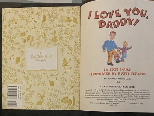 a Little Golden Book~ I Love You, Daddy! First Edition 1999 - Picture 2 of 3