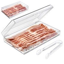 Bacon Keeper Storage Container with Tong, Deli Meat Storage Container with Pe...