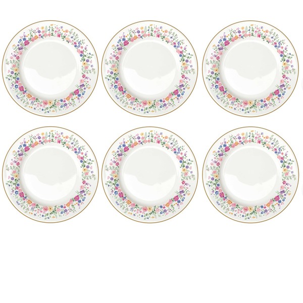 6Er Set Speiseteller Mon Amour Blumen D. 27Cm Weiß Bunt Porzellan Easy Life-image