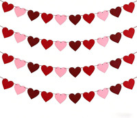 4 StüCk Herz Girlande Deko Hochzeit Valentinstag, Rot Pink Weinrot HäNgende Herz
