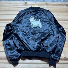 Vintage 90s West Highland White Terrier Club Atlanta Satin Bomber Jacket USA XL