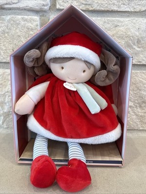 KK) JoliJou Paris Christmas Plush Doll 12'' Soft Body Santa Outfit w Hat NEW