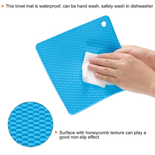 Silikon Untersetzer Matten 4 Stück, Hot Pads Topflappen für Arbeitsplatte - Blau - Bild 4 von 5
