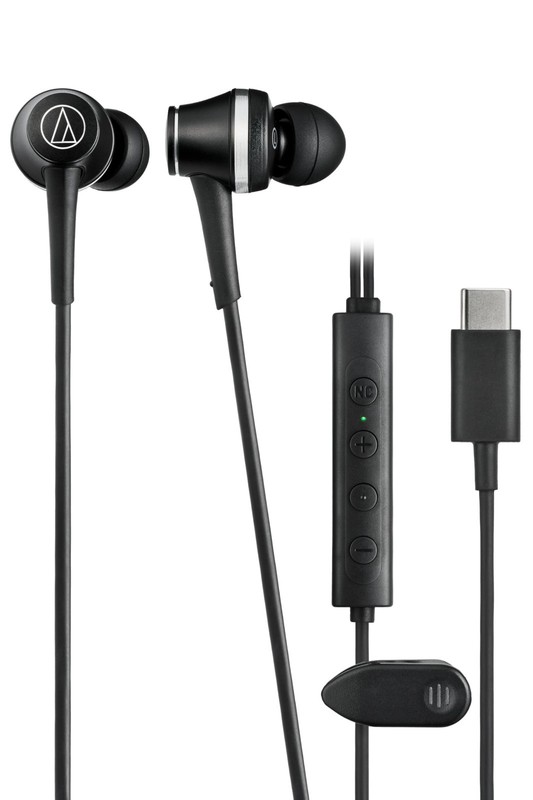 Audio-Technica ATH-CKD7NC BK USB-C Noise Canceling Wired Earbuds Mic Hi-Res DAC