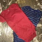 Carter's Baby Bodysuit Set 12M 2pc Red Blue Striped 100% Cotton — photo 2