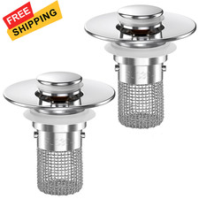 Sink Stopper Hair Catcher, Pop-up Drain Strainer with Removable Sliver-2 
