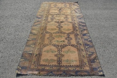 Vintage Large Rug 4,4x9,2 ft (134x280 cm), Turkish Brown Southwestern Rug