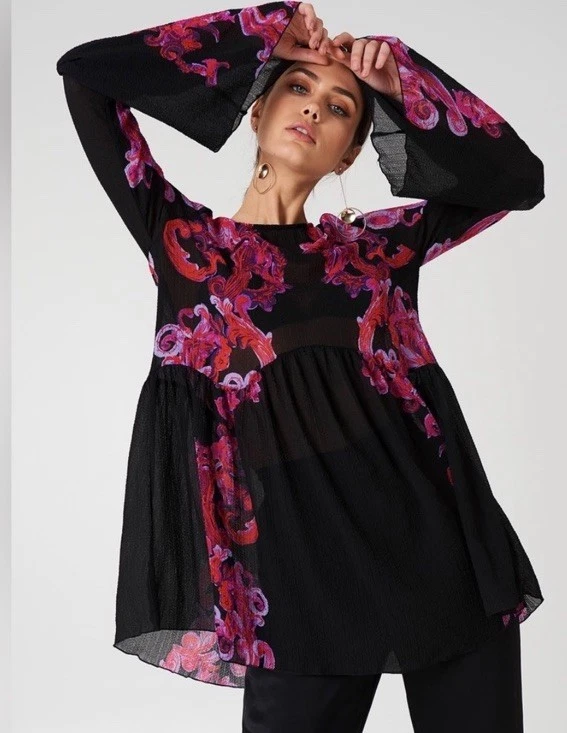 Vestido Free People Symphony Mangas Campana Columpio Talla ~ S ~ Hermoso ~ Foto 2 de 4