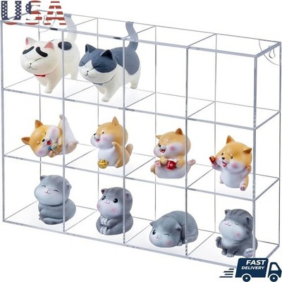 12 Compartment Acrylic Display Case Wall Mount Organizer Collectibles Toys New