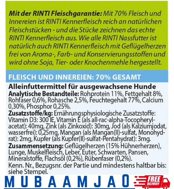 Rinti Kennerfleisch Junior Huhn | 12x 800g Hundefutter nass - Bild 2 von 4