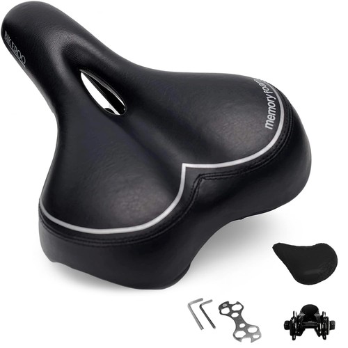 Selle Vélo OhMyGoods – Confortable Et Ergonomique Avec Mousse Mémoire, Bande Réfléchissante, Housse Offerte