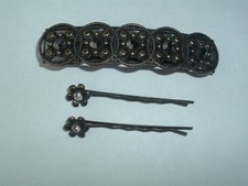 VINTAGE METAL HAIR BARRETTE  FLOWER BOBBY PINS UP DO HAIR ACCESSORY