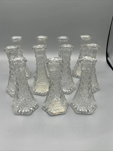 (11) NOS Anchor Hocking Vintage Wexford Pattern Bud Vase 6" Tall LOT