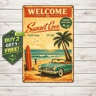 Vintage Beach Route 66 Los Angeles California Retro Tin Sign