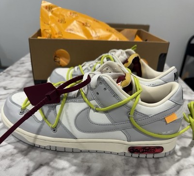 Size 9.5 - Nike x Off White Dunk Low  Lot 08 Of 50  Sail/Neutral Gray, DS New