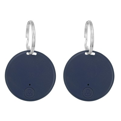 2pcs Bluetooth Tracker (for All System) GPS Tracker with Key Ring Blue Round