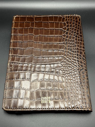 Gump’s Brown Croc Embossed Leather Travel Document Holder Passport Wallet Vtg