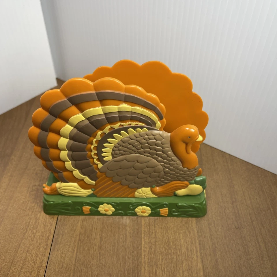 Servilletero Pavo Porta Letras Vintage Verde Marrón Plástico MCM Retro Acción de Gracias Foto 3 de 4
