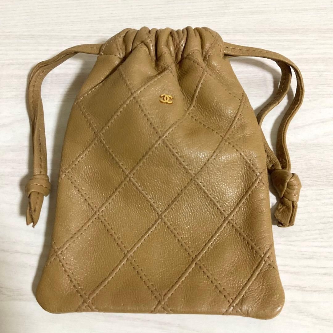 CHANEL drawstring pouch bicolor Coco mark quiltin… - image 3