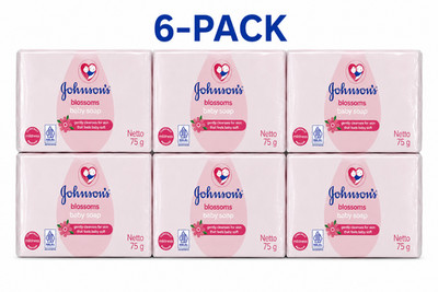 Johnson's Blossoms Baby Soap 75g 6-Pack Gentle Cleansing Floral Scent Bar Soap