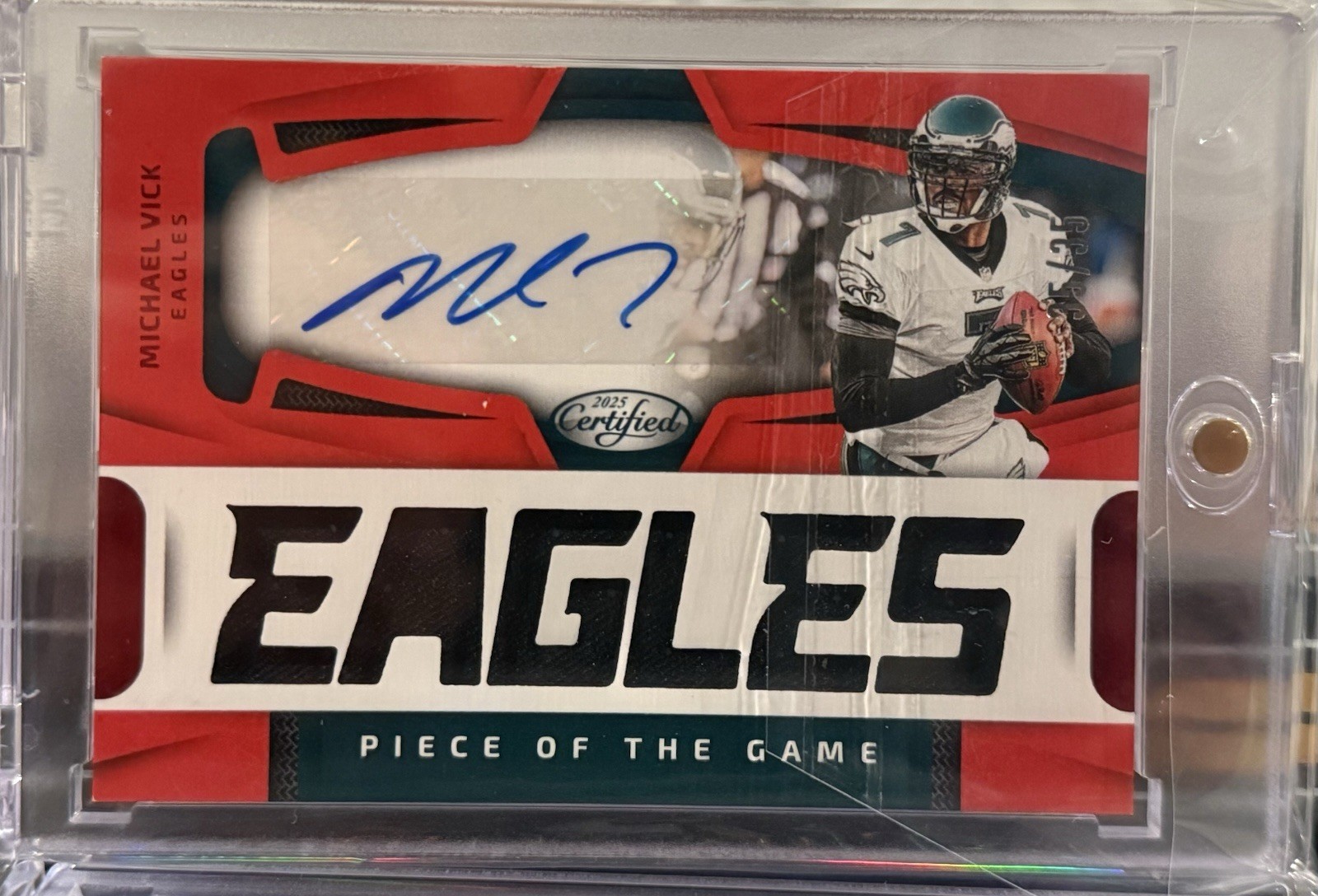 2025 Panini Certified Michael Vick Piece of the Game patch auto RED /35 view 1