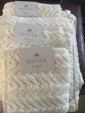 Matouk Bath Towel Set New Loose Braid Pattern New Cotton Bone Set of 6