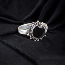 Black Onyx Gemstone 925 Sterling Silver Ring Handmade Jewelry Ring For Gift
