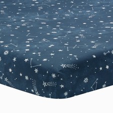 Lambs  Ivy Sky Rocket Blue Stars/Galaxy/Space 100 Cotton Fitted Crib Sheet