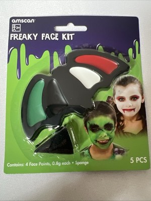 Amscan Frankenstein Vampire Freaky Face Make Up Set 4 Gesichtsfarben und Schwamm.