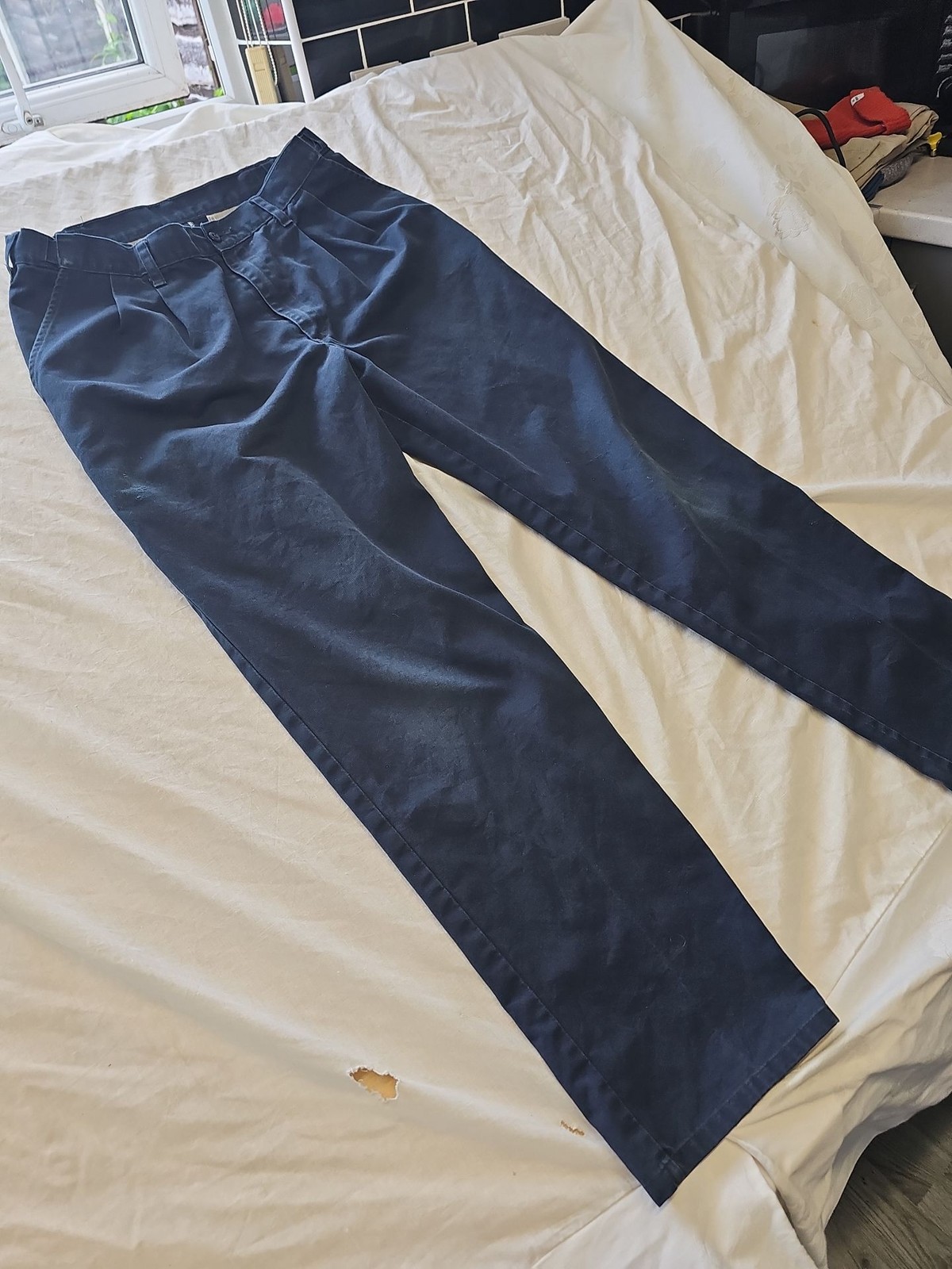Genuine Dickies Men's Pleated Navy Work Trousers G581 W36 L32 image 4