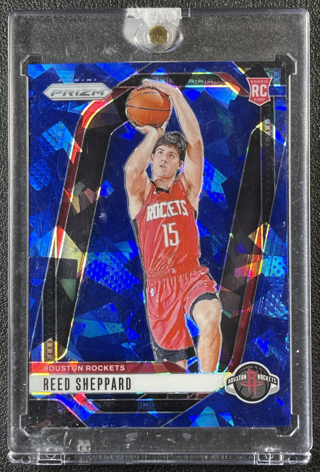 REED SHEPPARD 2024-25 PANINI PRIZM #268 ROOKIE BLUE ICE RC 33/125 ROCKETS