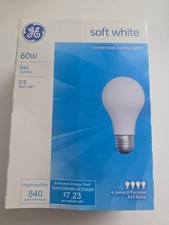 1 pack of 4 GE Old Style Soft White 60w A19 General Purpose Light Bulbs