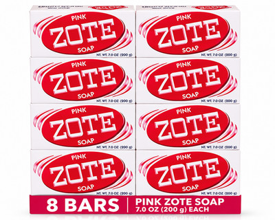 Zote Pink Laundry Soap Washing Clothes 7oz Bars Detergent Kitchen Jabon (8 Pack)