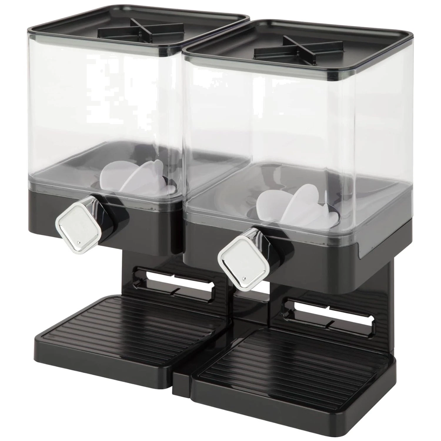 17.5 oz Compact Dry Food Dispenser with Integrated Crumb Tray - Black/Chrome