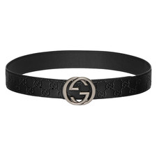GUCCI 670 Black GG Leather Reversible Belt New  Authentic