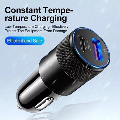 2x Dual Port PD USB-C Fast Charging Car Charger for iPhone 14 13 12 11 Samsung