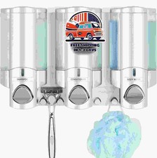 Dispensador champu acondicionador jabon ducha 3 compartimentos pared 11oz, NEW.