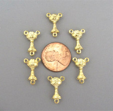 6 pc SMALL Chalice Rosary Center 1st First Communion Rosaries T118 finish GOLD
