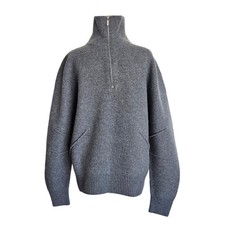 Helmut Lang Grey Boiled Zip Turtleneck Mens Sweater
