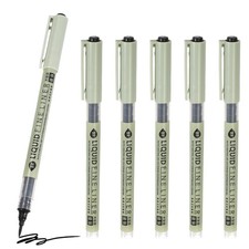 Fineliner Pens, 6 Pcs Black BR Fineliner Marker Waterproof Ink Pen