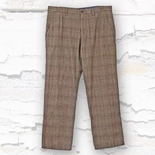 Banana Republic Brown Plaid Pants Mens 34x29 Straight Fit Casual Dress