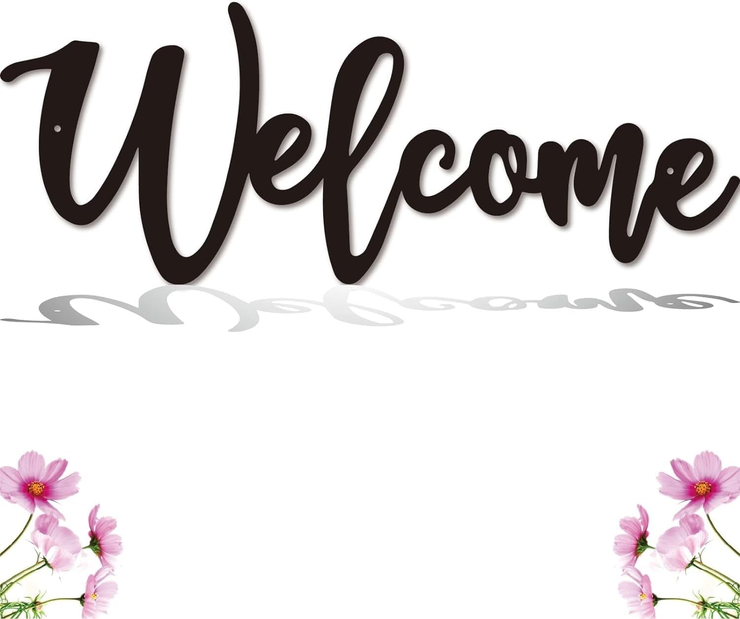Welcome Metal Sign, Wall Decor, Home & Office, 12 x 9.5 16 inches, Black 