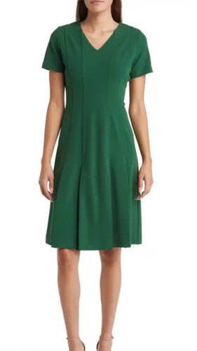 NWT Tahari Green ASL Fit & Flare Midi Dress Size 10