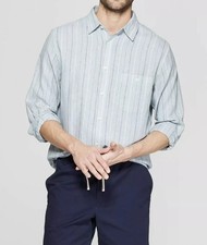 Men's Top GOODFELLOW  CO Standard Fit Button-Down Blue Stripe SIZE LARGE